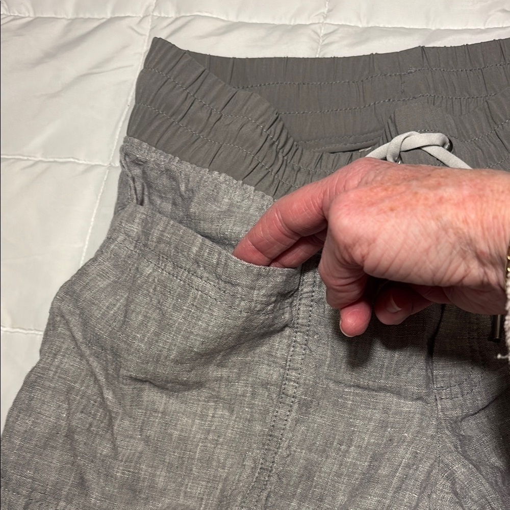 Athleta Shorts Gray Cabo Linen Pull On Drawstring size 4 - Picture 2 of 11